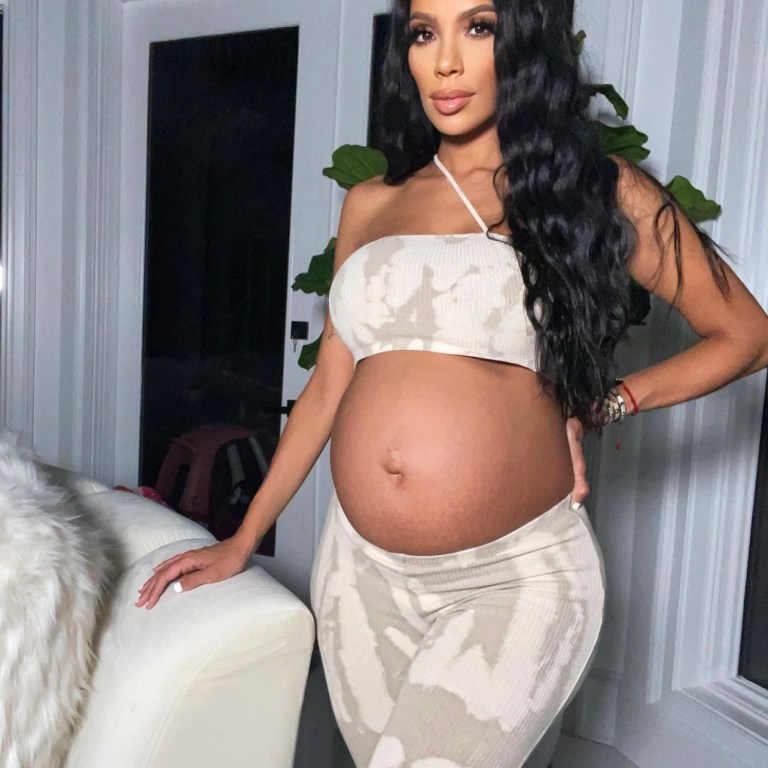 Erica Mena Shows Off Her Baby Bump in Fashion Nova Tie Dye Legging Set