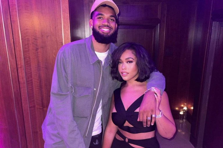 Jordyn Woods Steps Out for Date Night at Spotify’s House of Are and Be Event With Boyfriend Karl-Anthony Towns Wearing I AM GIA Black Look