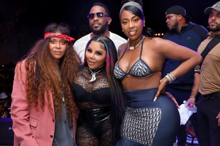 On the Scene at the Dallas Southern Pride Festival With Appearances by Lil Kim, Kash Doll, and Erykah Badu: Lil Kim in Balmain White Monogram Look and Shane Justin Black Lace Set and Kash Doll in Dior-Inspired Look by Shane Justin