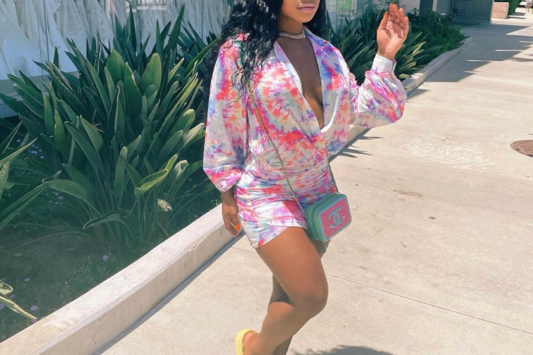 Reginae Carter Serves Pops of Color in Fashion Nova Tie-Dye Mini Dress