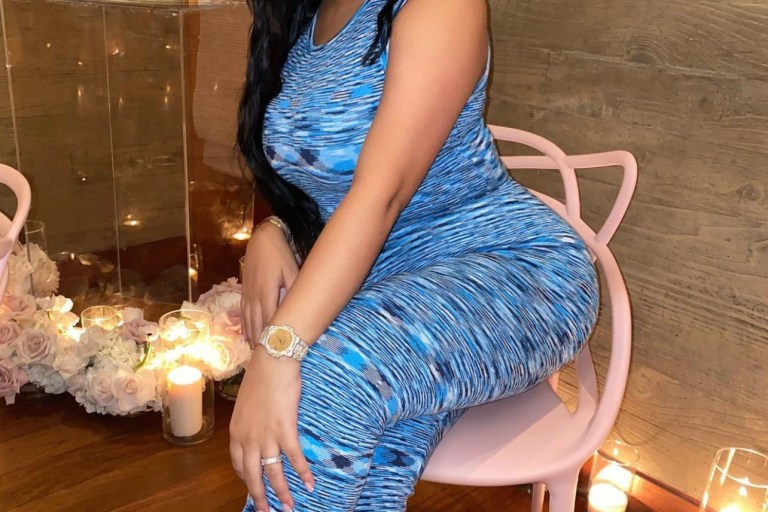 Taina Williams Keeps It Chic in Fashion Nova Blue Knit Two Piece Set