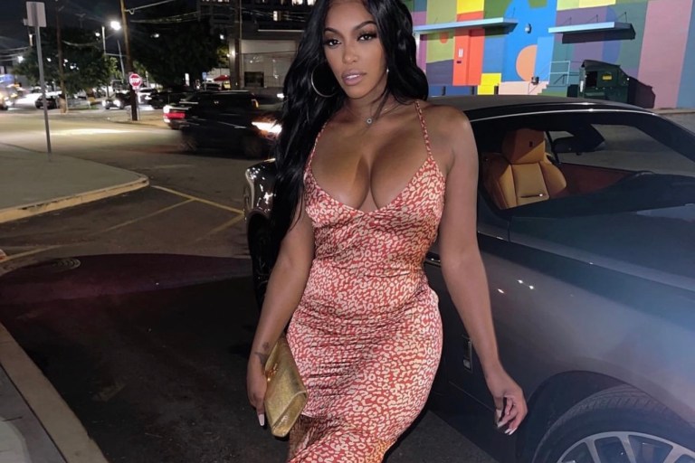 You Ask, We Answer! Porsha Williams Celebrates Her Birthday in Pretty Little Thing Red Leopard Print Midi Dress and Akira Lace Up Pointy Toe Sandals