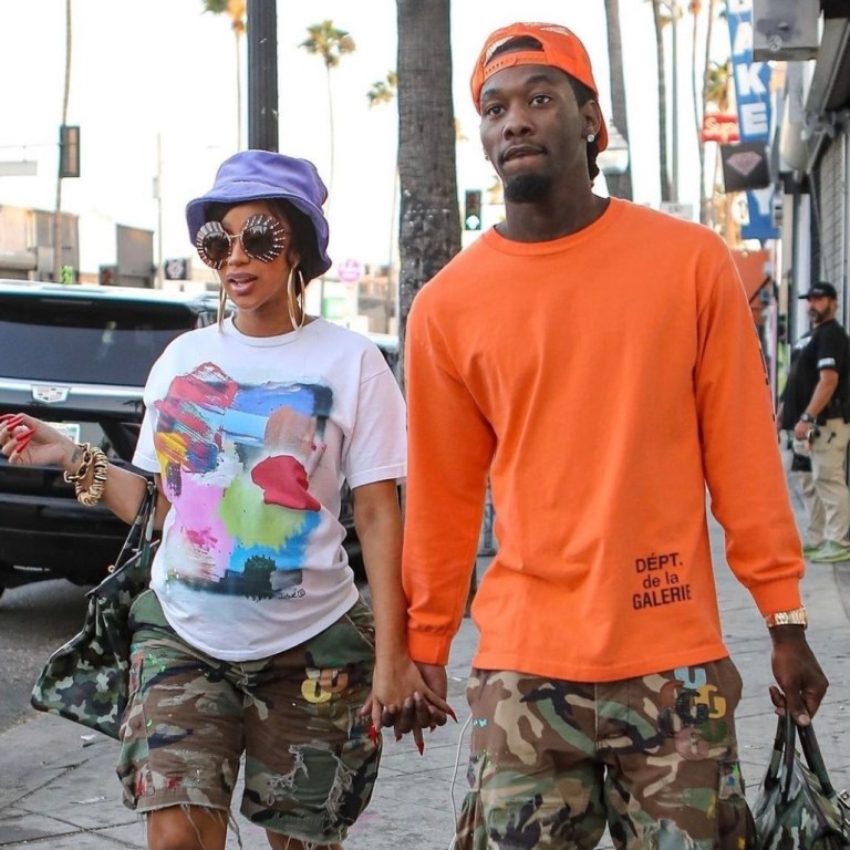Most Requested: Cardi B and Offset Step Out for a Day of Shopping in Fairfax Wearing Gallery Department Looks and Matching Camo Birkin Bags