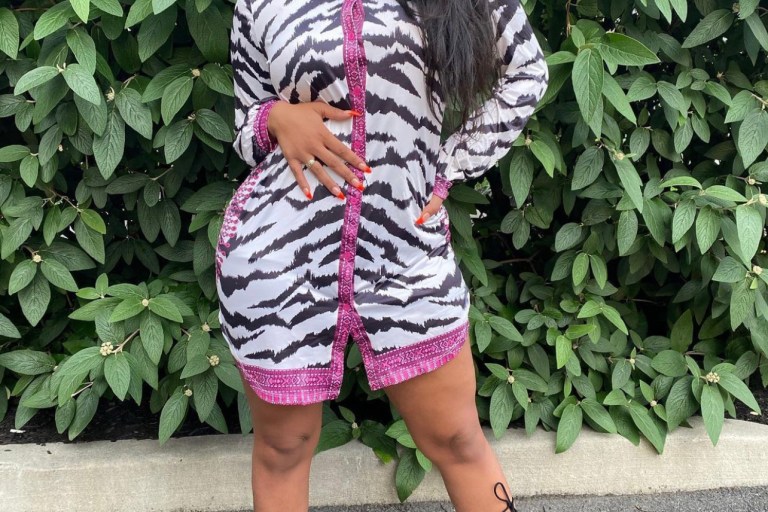 Cyn Santana Shows Off Her Wild Side With Fashion Nova Animal Print Shirt Dress