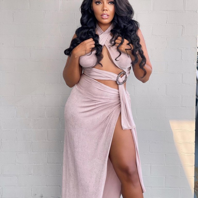 Angela Simmons Stuns in Fashion Nova Cutout Halter Top and Maxi Skirt Set
