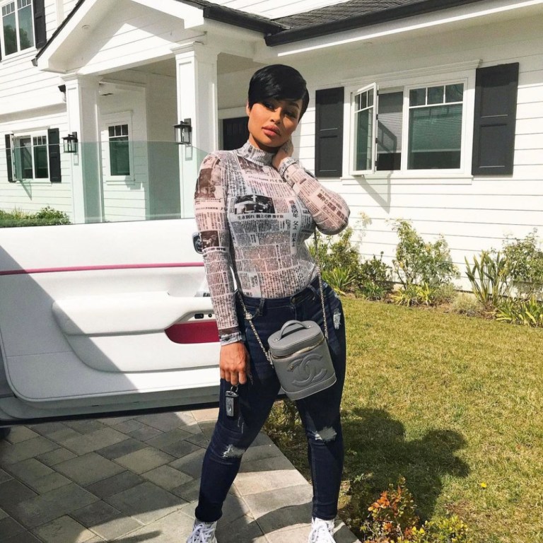 Blac Chyna Keeps It Chic in Fashion Nova Newspaper Print Bodysuit
