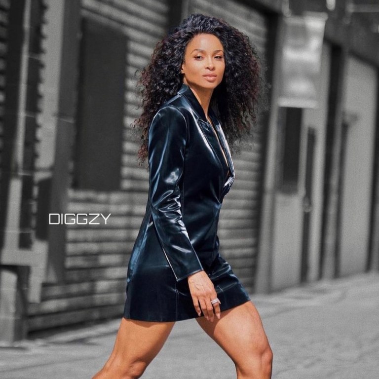 Ciara Shows Off Her Legs in Philosophy di Lorenzo Serafini Mini Blazer Dress and Black Heeled Sandals
