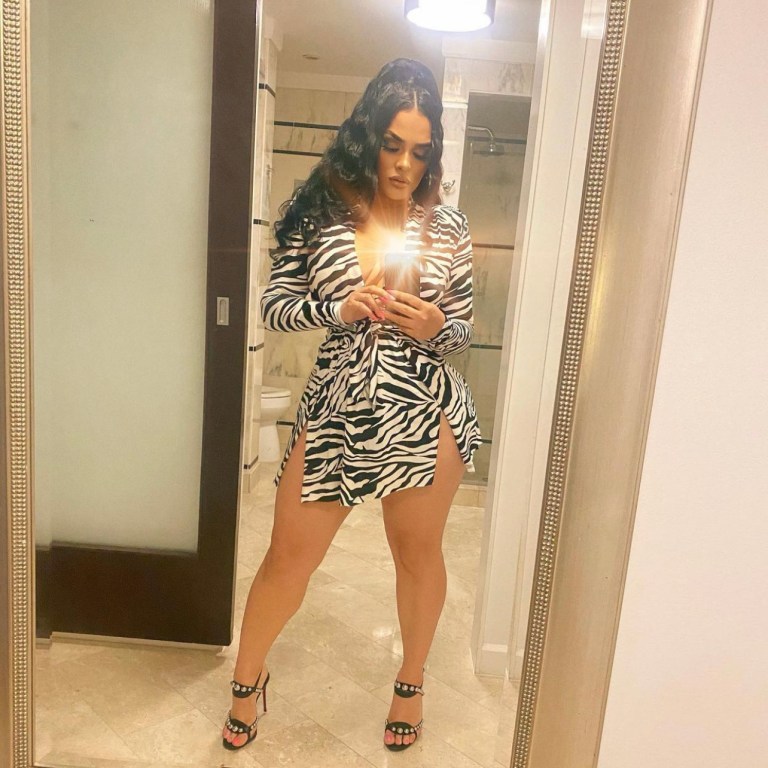 Emily B Pops Out in Zebra Print Bodycon Dress by Fashion Nova