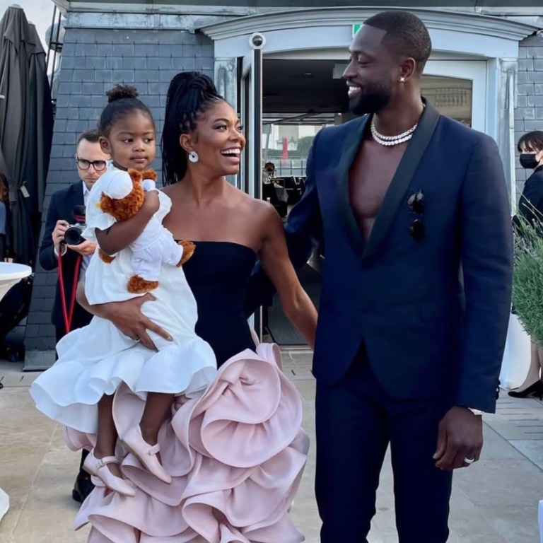 Kaavia James Shows Us She’s a Fashionista in the Making Wearing Lanvin White Ruffled Dress and Pink Ballet Flats at Parents Gabrielle Union and Dwyane Wade’s Anniversary Celebration in Paris