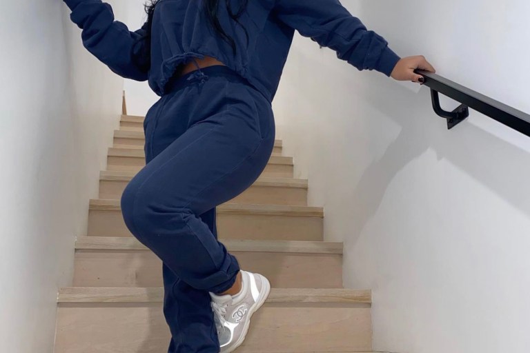 Taina Williams Opts for Comfortable Fashion Nova Blue Jogger Set