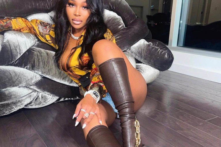 Wardrobe Inquiry: Jayda Cheaves Rocks Vintage Hermès Silk Shirt With Bottega Veneta Leather Sock Heels