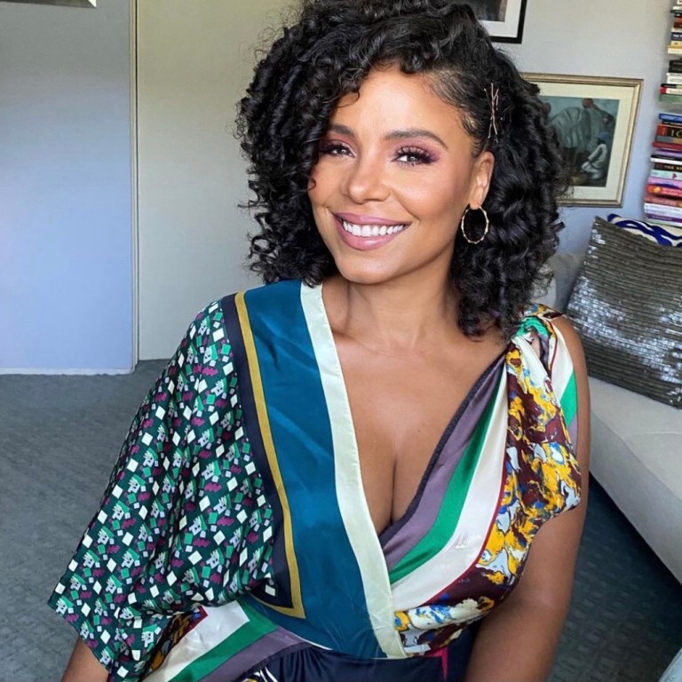 Wardrobe Inquiry: Sanaa Lathan Beams in Zara V-Neck Printed Silk Dress While Doing Press for Netflix’s ‘Hit and Run’