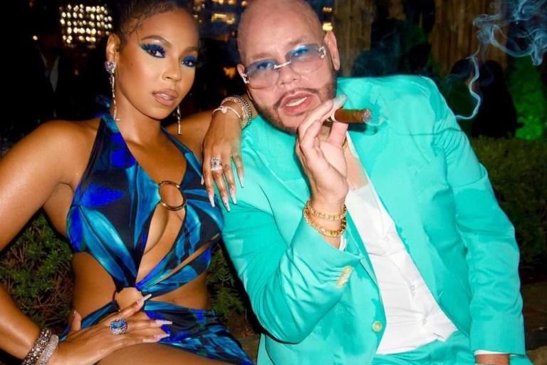 Wardrobe Inquiry Most Requested: Ashanti Performs at Fat Joe’s Birthday in Louisa Ballou Cut Out Ring Blue Print Dress