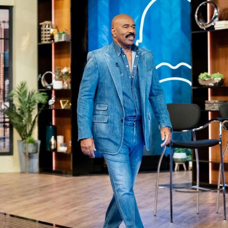 Steve Harvey Wears Dolce & Gabbana Alta Sartoria Canadian Tuxedo aka Denim on Denim for Steve on Watch