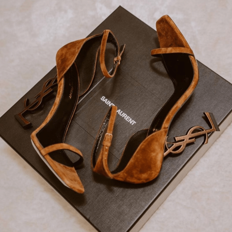 Bomb Accessories: Brown Suede Saint Laurent ‘Opyum’ Sandals