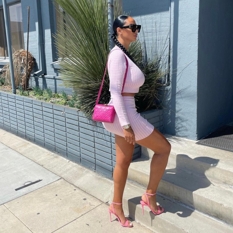 Johanna Leia Keeps It Pretty in Pink Wearing Fashion Nova Mini Skirt Set