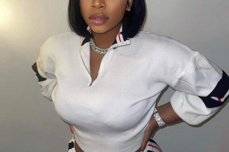 LightSkinKeisha Keeps It Comfy in Fashion Nova White Ribbed Pullover and Short Set