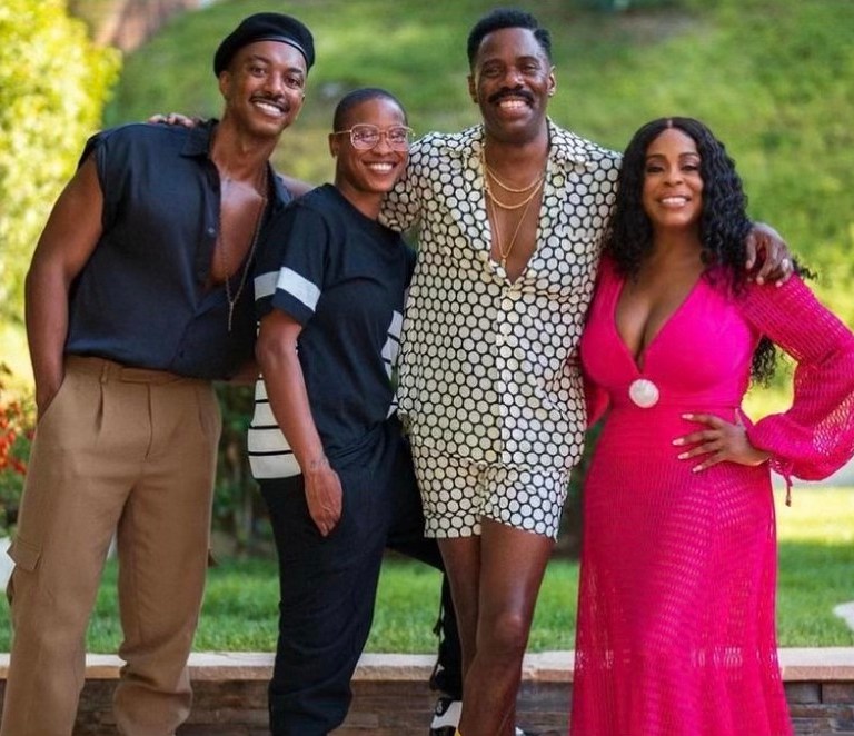 Niecy Nash Wears PatBO Pink Crochet Maxi Dress While Celebrating First Anniversary With Wife Jessica Betts