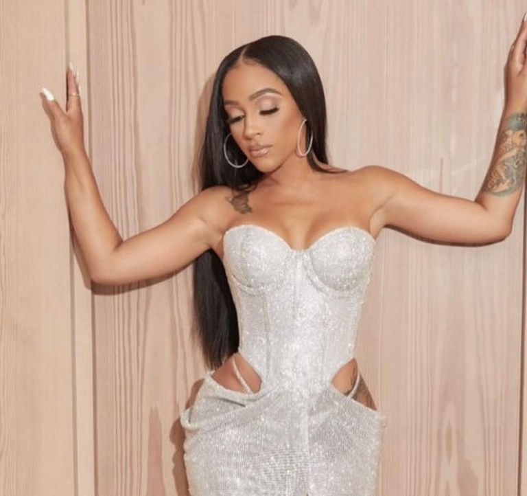 Wardrobe Inquiry: Joie Chavis Celebrates Her Birthday in Custom Silver Crystal Chainmail Dress by Usama Ishtay