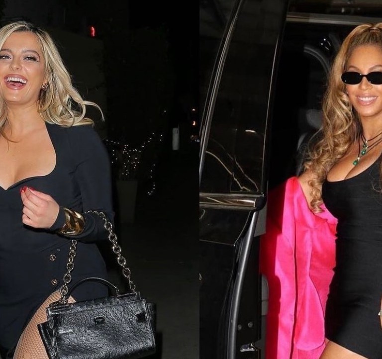 Who Wore It Better? Bebe Rexha vs Beyoncé in Versace Satin Pink Platform Sandals