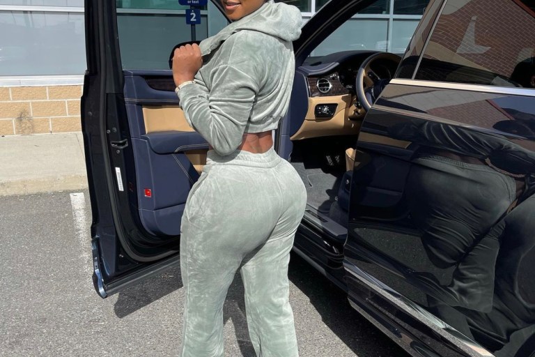 Bernice Burgos Keeps It Cozy in Fashion Nova Green Three Piece Velour Set