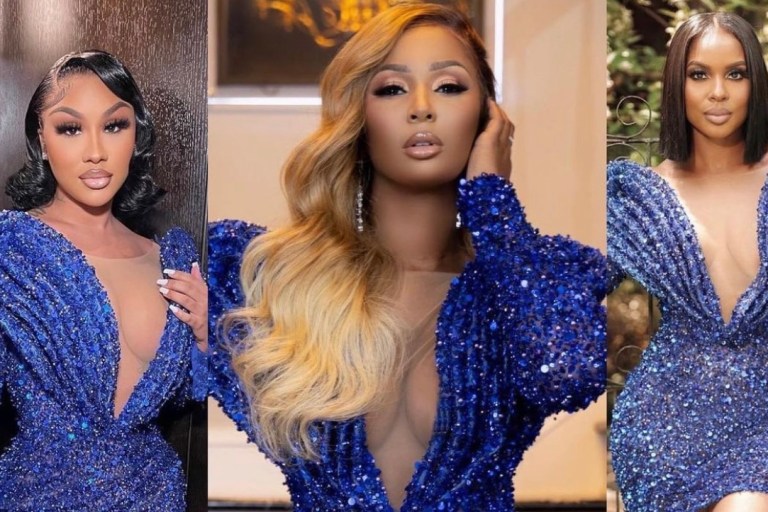 Celebs Love: Ari Fletcher, Melody S. Holt, and It Girl Ariel Spotted in Albina Dyla x Ivy Showroom Blue Sequin Mini Dress