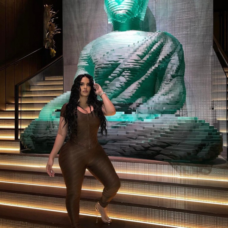 Emily B Wears Fashion Nova Brown Zipper Top and Legging Set for Night Out