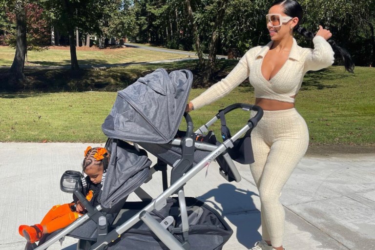 Erica Mena Carries Out Her Mommy Duties in Cozy Cream Two Piece Set From Fashion Nova