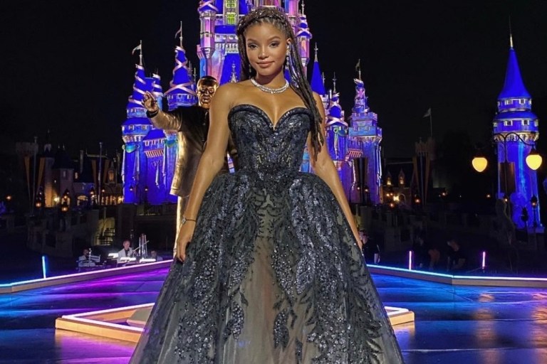 Halle Bailey Taps Into Her Inner Disney Princess Wearing Elie Saab Spring 2021 Couture Black Strapless Gown at Disney’s ‘The Most Magical Story on Earth: 50 Years of Walt Disney World’
