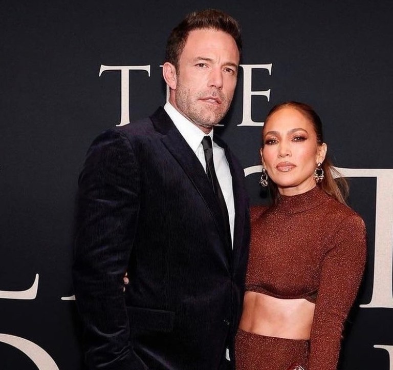 Jennifer Lopez Attends the NY Premiere of ‘The Last Duel’ With Ben Affleck Wearing Hervé Léger Brown Shimmering Look