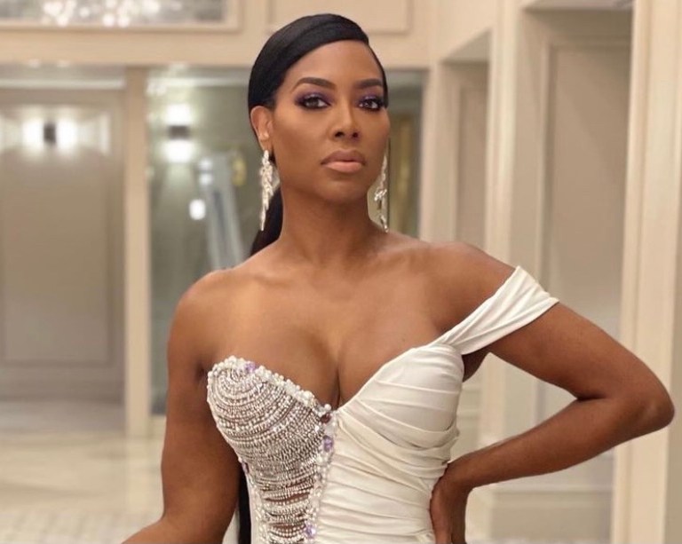 Wardrobe Inquiry: Kenya Moore Wears Linda Stokes Designs White Crystal Embellished Gown While Filming ‘Real Housewives of Atlanta’