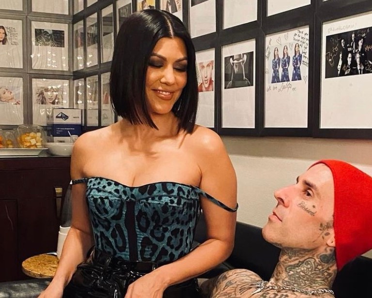 Kourtney Kardashian Spotted in Dolce and Gabbana Leopard Print Top and MSGM Black Patent Leather Pants While Backstage With Travis Barker Following His ‘Saturday Night Live’ Appearance