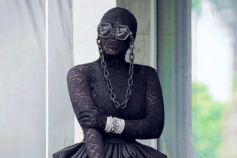 Nana Akua Addo Gives All the Drama in All Black Lace Look by Yartel During Glitz Fashion Week 2021