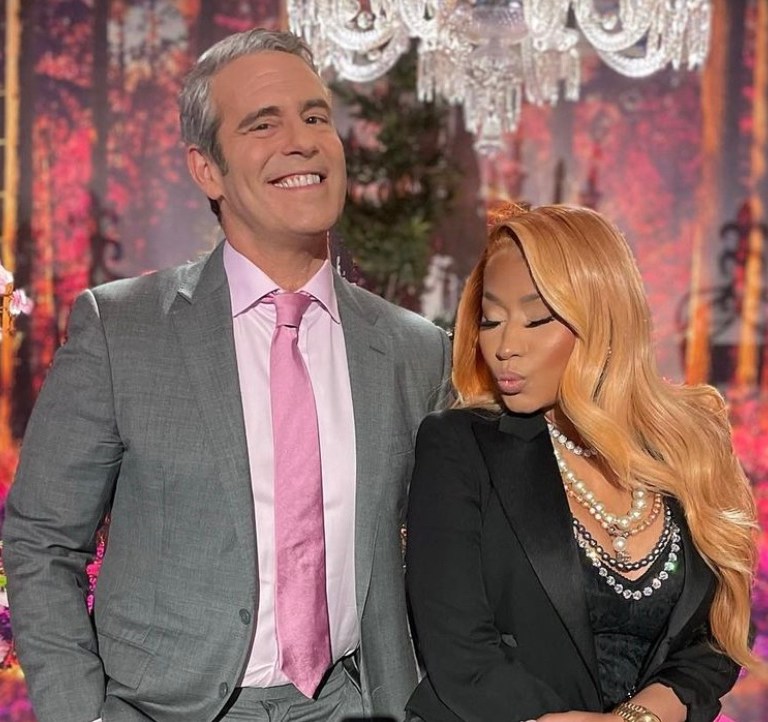 Nicki Minaj Will Guest Host the ‘Real Housewives of Potomac’ Reunion With Andy Cohen: Confirms News While on Set Wearing Saint Laurent Cropped Blazer and Shorts Paired With Dolce and Gabbana Pearl Accessories