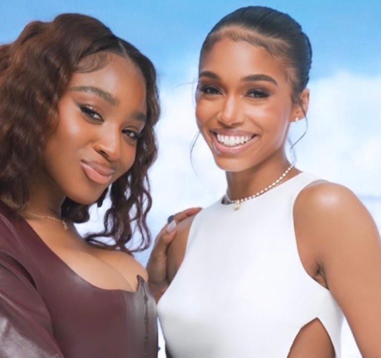 Normani Wears Ulyana Sergeenko Brown Leather Peplum Corset and Jeans to Lori Harvey’s SKN by LH Launch Event