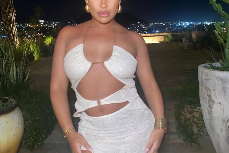 Taina Williams Rocks Fashion Nova Taupe Cutout Maxi Dress During Her Trip to Mexico