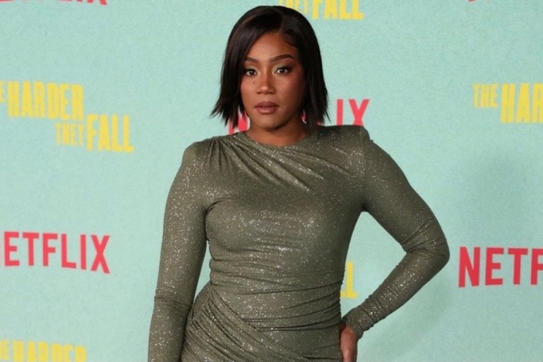 Tiffany Haddish Wears Alexandre Vauthier Crystal Wrap Mini Dress to the LA Premiere of ‘The Harder They Fall’