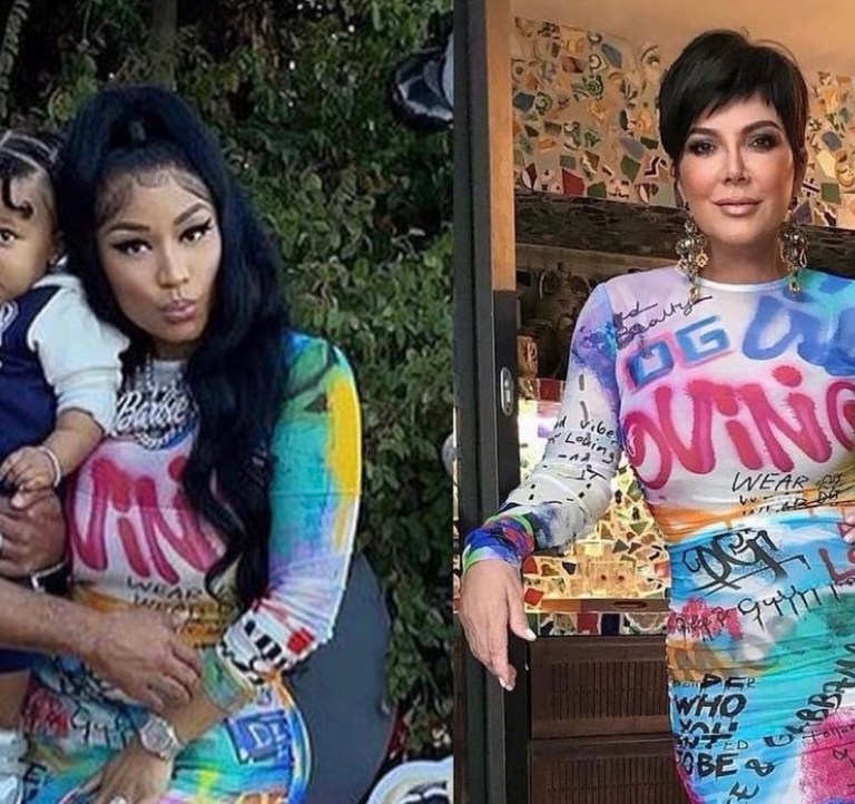 Who Wore It Better: Nicki Minaj and Kris Jenner Spied in Dolce and Gabbana Graffiti Print Midi Dress