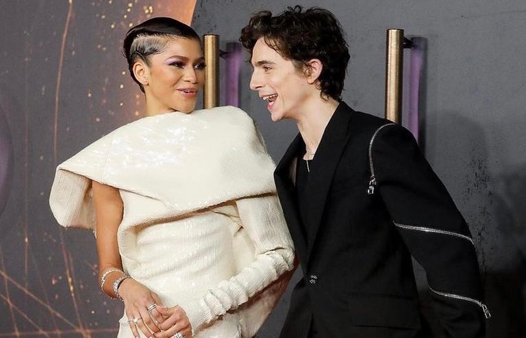 Zendaya Attends the London Premiere of ‘Dune’ in Rick Owens Fall 2021 White Dress + Timothée Chalamet Wears Alexander McQueen Spring 2022 Suit