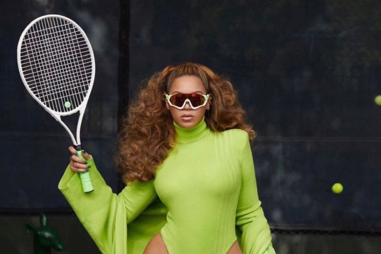Beyoncé Promotes Upcoming Ivy Park x adidas ‘HALLS OF IVY’ Collection Wearing Lime Green Bodysuit and Jacket Look + Houndstooth Print Top and Legging Set