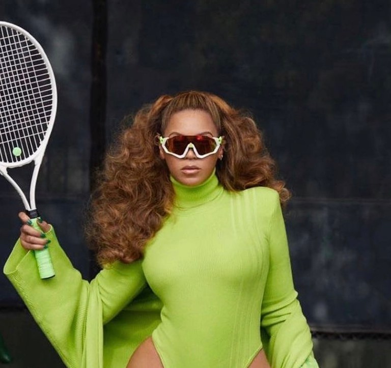 Beyoncé Promotes Upcoming Ivy Park x adidas ‘HALLS OF IVY’ Collection Wearing Lime Green Bodysuit and Jacket Look + Houndstooth Print Top and Legging Set