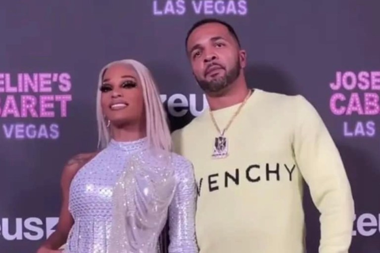 Joseline Attends ‘Joseline’s Cabaret Las Vegas’ Live Filming Event With Beau Balistic Beats Wearing Custom Abella by Blanco Crystal Fishnet Silver Dress