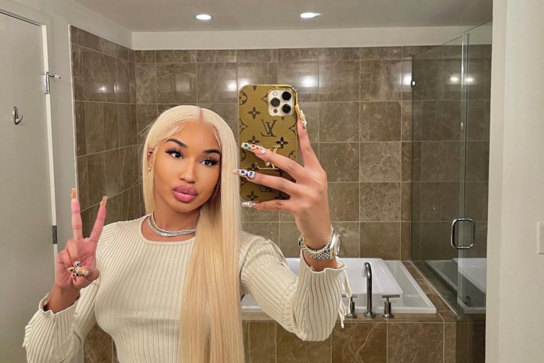 Karin Jinsui Prepares for Her Birthday Wearing Fashion Nova Cream Knit Two-Piece Pant Set