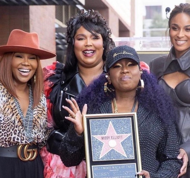 Missy Elliott Honored With a Star on the Hollywood Walk of Fame Wearing Versace Black Crystal Look: Ciara, Lizzo, and Mona Scott-Young Join and Celebrate at the Ceremony Event