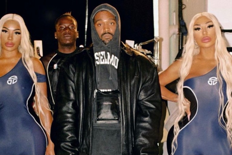 The Clermont Twins Were Spotted With Kanye West Behind The Scenes of a Secret Video Shoot Wearing Telfar One Shoulder Catsuits