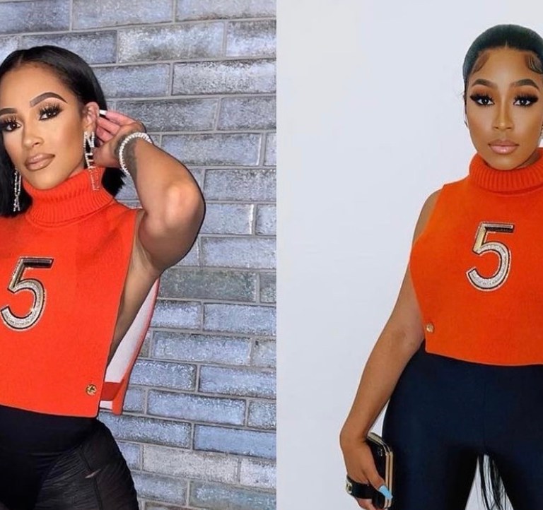 Who Wore It Better: Joie Chavis and Yung Miami Spied in Chanel Fall 2021 Red Embroidered Sleeveless Turtleneck Top