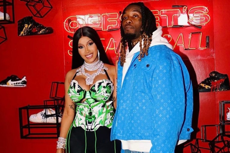 Cardi B Attends Offset’s ‘Sneaker Ball’ Birthday Party in LA Wearing a Custom Rey Ortiz x Frisk Me Good Balenciaga Sneaker Corset