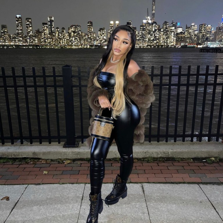 Ella Rodriguez Rocks Fashion Nova Black Faux Leather-Style Tube Jumpsuit