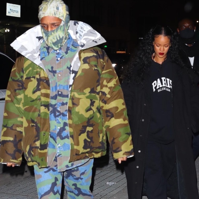 Rihanna and ASAP Rocky are Expecting! Riri Swaddles her Baby Bump in Vintage 1996 Chanel Pink Coat and Chanel Rosary Jewelry