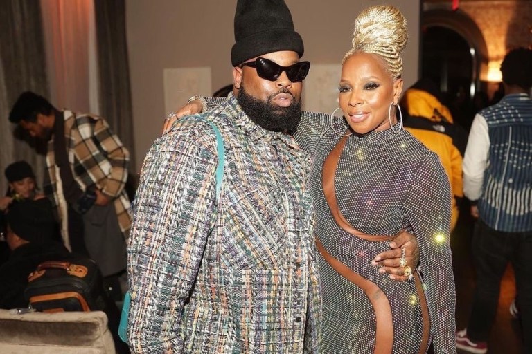 Mary J Blige Celebrates Her Birthday in Custom Matthew Reissman Silver Cut Out Mini Dress and Le Silla Crystal Thigh High Boots